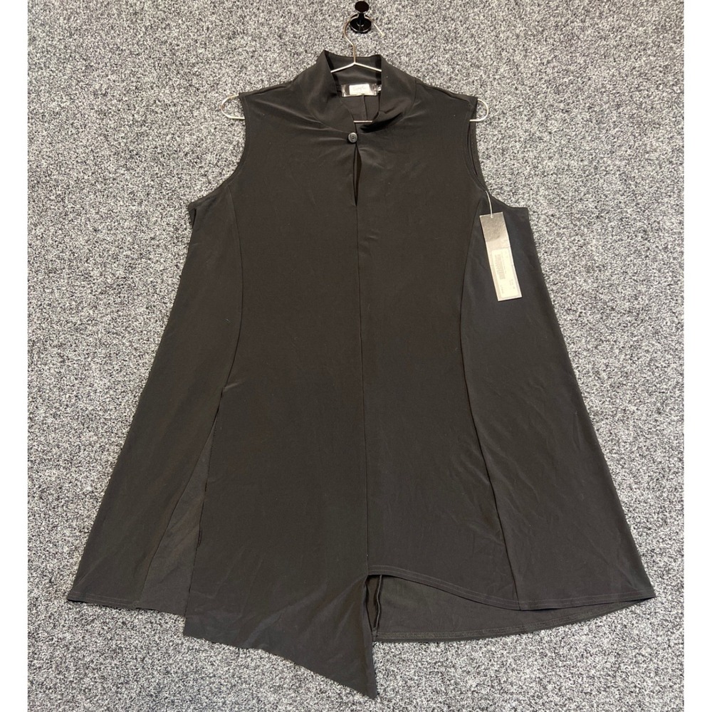 Sympli Top Womens 18 Black Slvless Double Over Top Mock Neck NWT Lagenlook Chic
